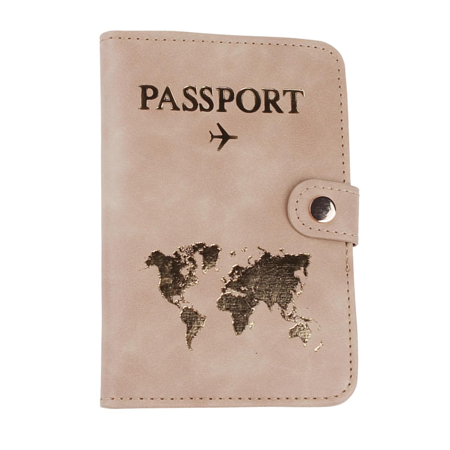 Travel Passport Holder Wallet | RFID Blocking Beige Document Organizer with World Map Design & Multiple Card Slots | Secure Travel Accessories for Men & Women (1 Pcs., Light Brown)-image-32