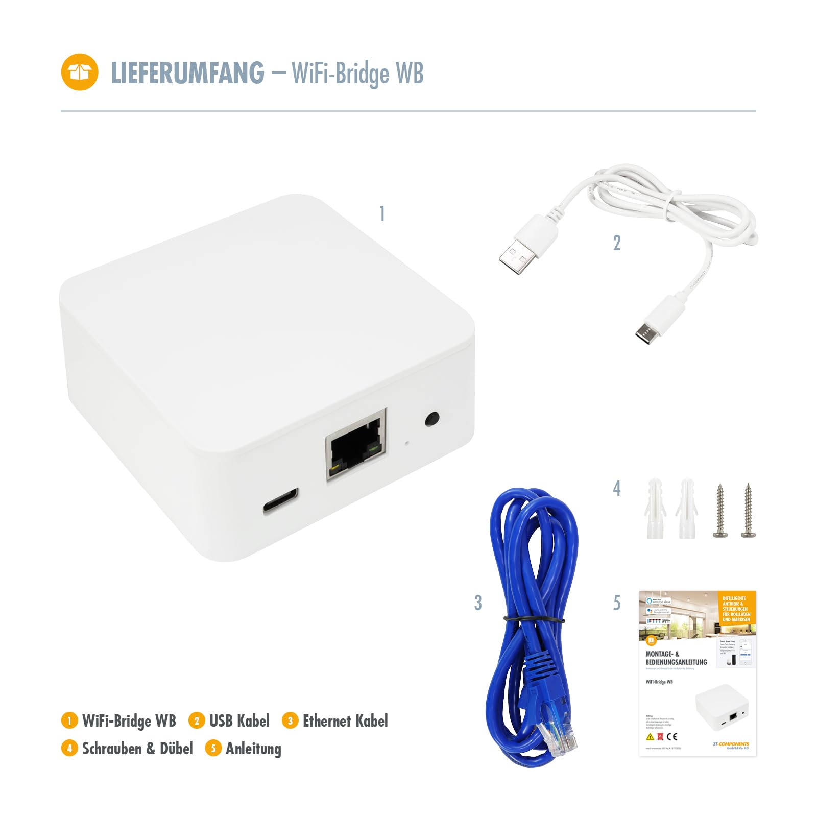 3T-MOTORS Smart Home WiFi-Bridge für Rollladenmotoren & Markisenmotoren App- & Sprachsteuerung mit Alexa, Google Assistant & Siri Timer-Funktion & Szenensteuerung