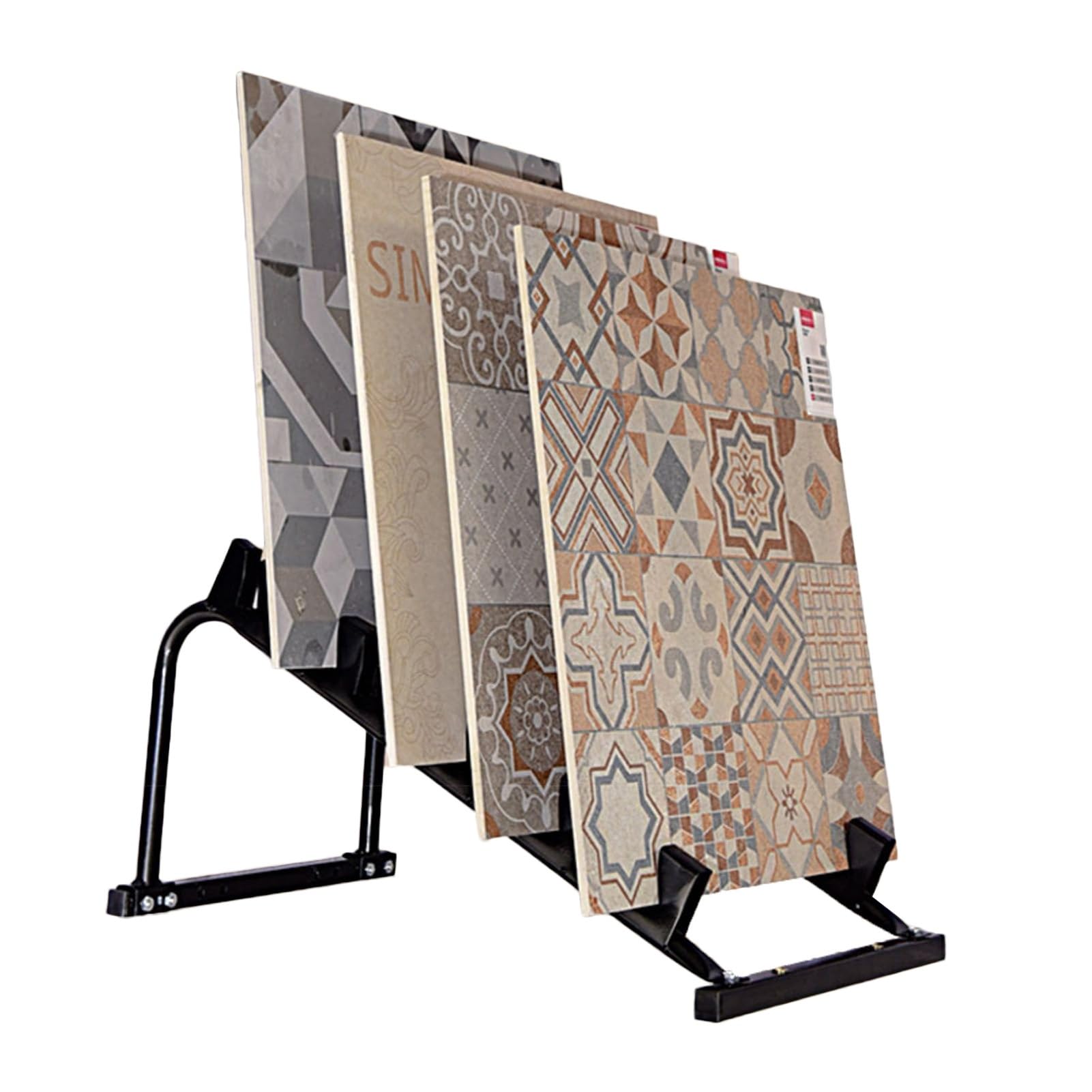 Présentoir à carreaux métalliques et support de sol porcelaine pour magasin