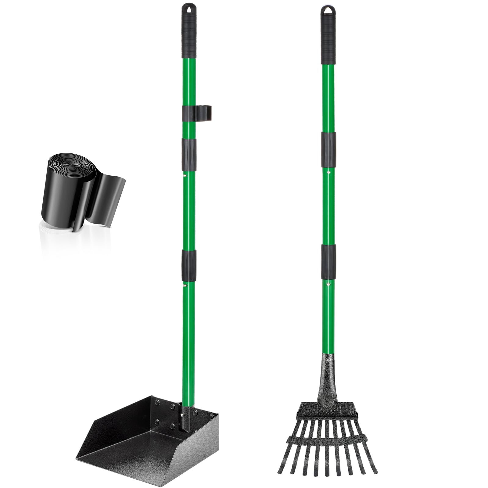 Pala Per Escrementi Cani - Regolabile Fino A 96,5 Cm, Vassoio E Rastrello, Per Taglie Piccole E Grandi - Foto 9