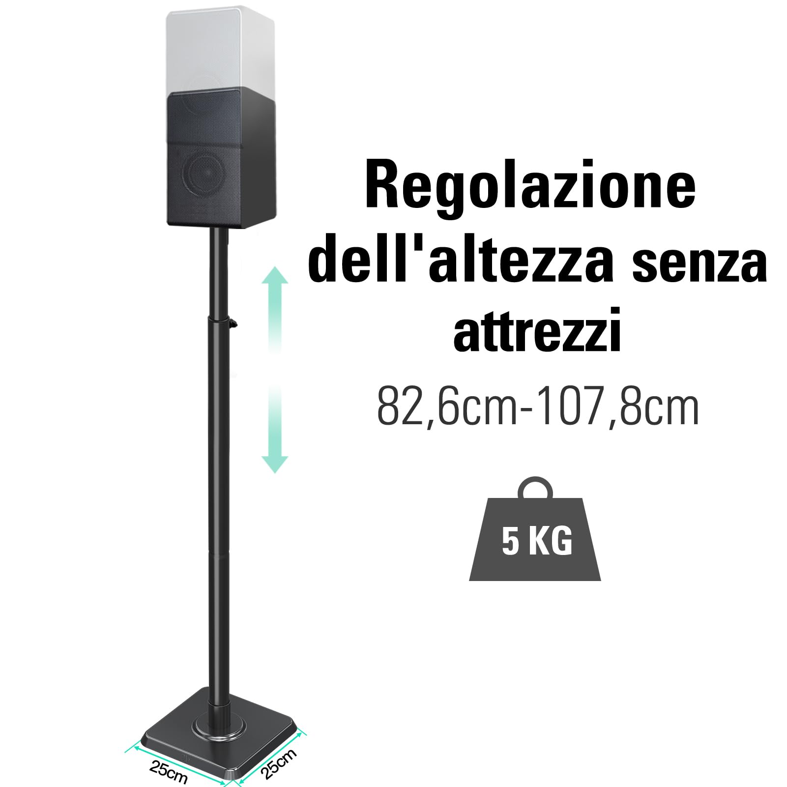 Mounting Dream Supporto altoparlante regolabile altezza per satelliti 5 kg set 2