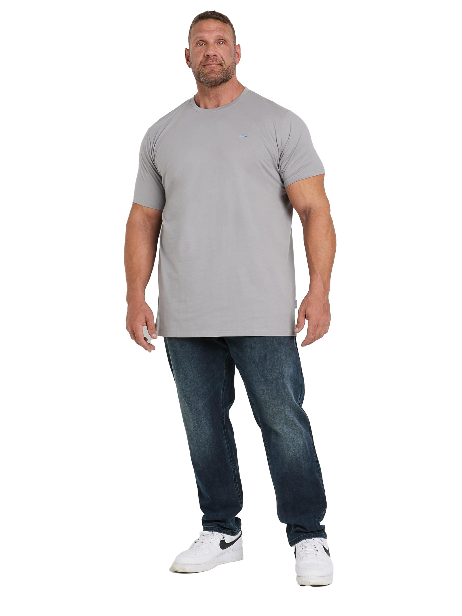 Badrhino Men's Blue Big & Tall Black Washed Straight Leg Stretch Jeans - Plus Size Curve