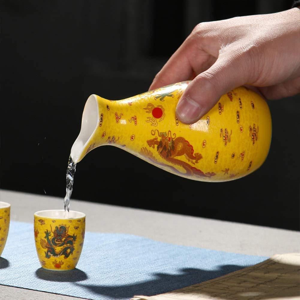 Sake Set Japanese Gifts 9 Piece Japanese Sake Set Yellow