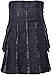 ELIF KILTS Men's Plus Size Scottish Hybrid Black Cotton & Acrylic Wool Tartan Utility Kilts with Leather Straps - Grey, 30 Regular