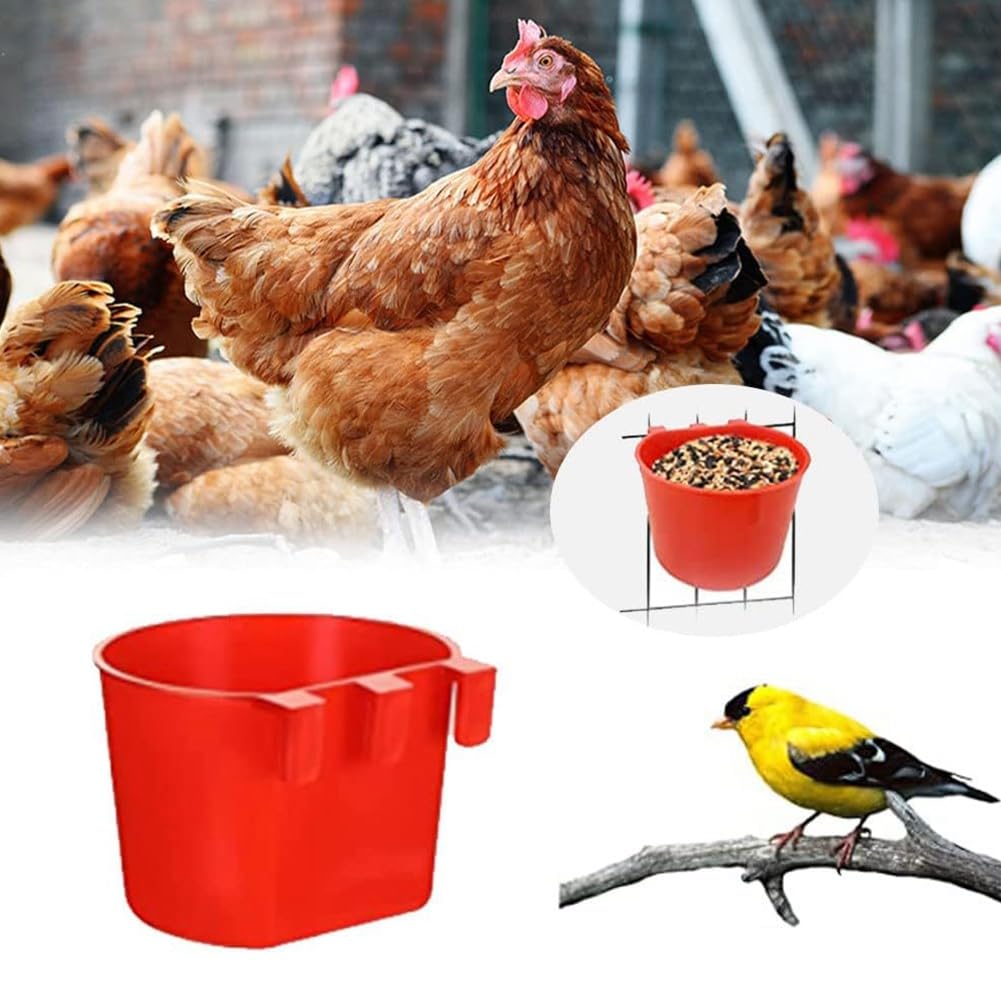 10 Stück Hühner-Futterspender Zum Aufhängen – 473 Ml, Rot, Für Käfige & Geflügelstall