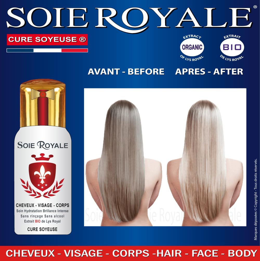 Coffret Cadeau Rouge Soin Capillaire Bio Kératine 250 ml Shampooing régénérant et Sérum Soie Royale Cure Soyeuse 66 ml sans rinçage Répare Hydrate Nourrit Démêle Brillance Intense pour cheveux