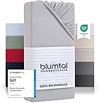 Blumtal® Basics Spannbettlaken 90x200cm Jersey im 2er Set - Bettlaken 90x200cm aus 100% Baumwolle - OEKO-TEX zertifiziertes Spannbetttuch 90x200 cm - Matratzenbezug 90x200 cm - Moonlight Grey - Grau