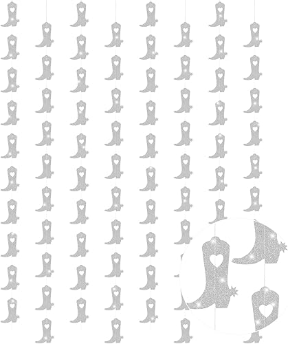 Peryiter 8 piezas de decoraciones de despedida de soltera de vaquera, botas plateadas, estilo occidental, retro, para fiestas de los años 70, 80 y