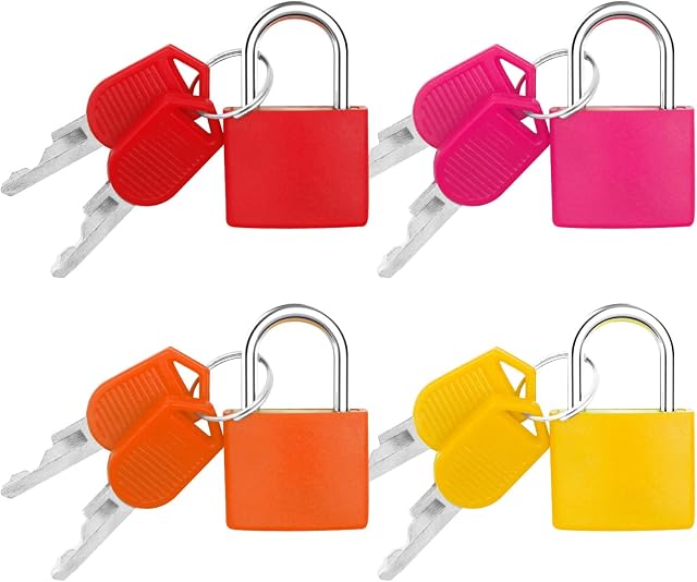 Suitcase Locks with Keys, Small Padlocks Luggage Locks Padlocks with Outdoor Travel Luggage Suitcase Baggage School Gym Lockers Laptop Bag4 Pcs