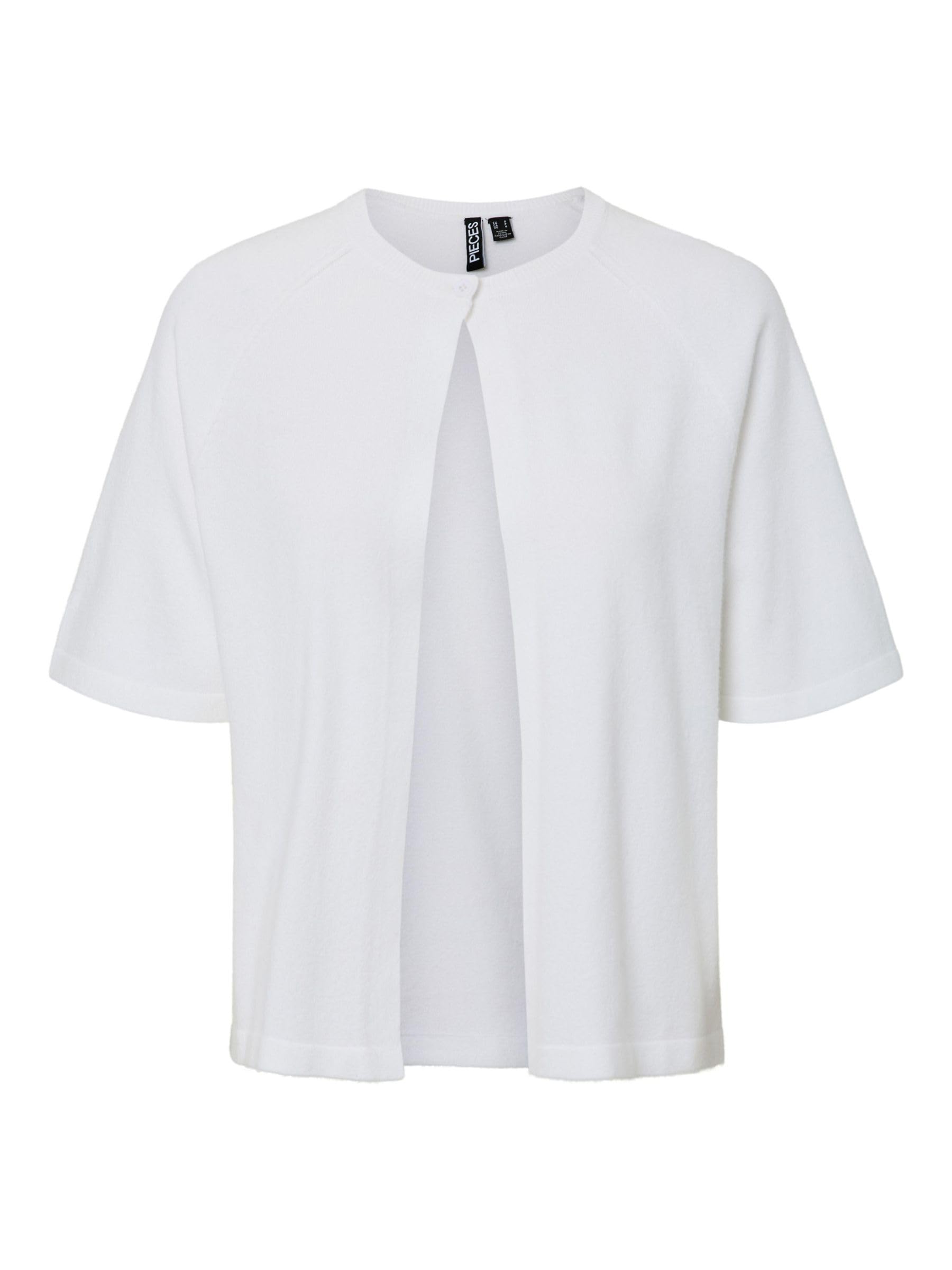 PIECES Pcbree SS O-Neck Knit Cardigan Noos BC, Bright White, S