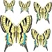 Set of 5 Yellow Butterflies with Stripes -Etched Vinyl Stained Glass Film, Static Cling Window Decal