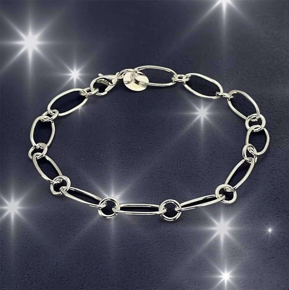 Blazing Autumn Silver Plated Stainless Steel Paperclip Link Bracelet - Image 3