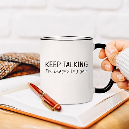 Miniatura 3 de Maustic Regalos de psicología, taza con texto en inglés "Keep Talking I'm Diagnosing You", para trabajador social, consejero escolar, terapeuta,