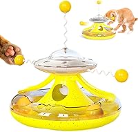 Vista 1 de Pelotas interactivas 3 en 1 para gatos, juguetes giratorios para gatos, molino de viento, dispensador de comida para gatos, alimentador lento