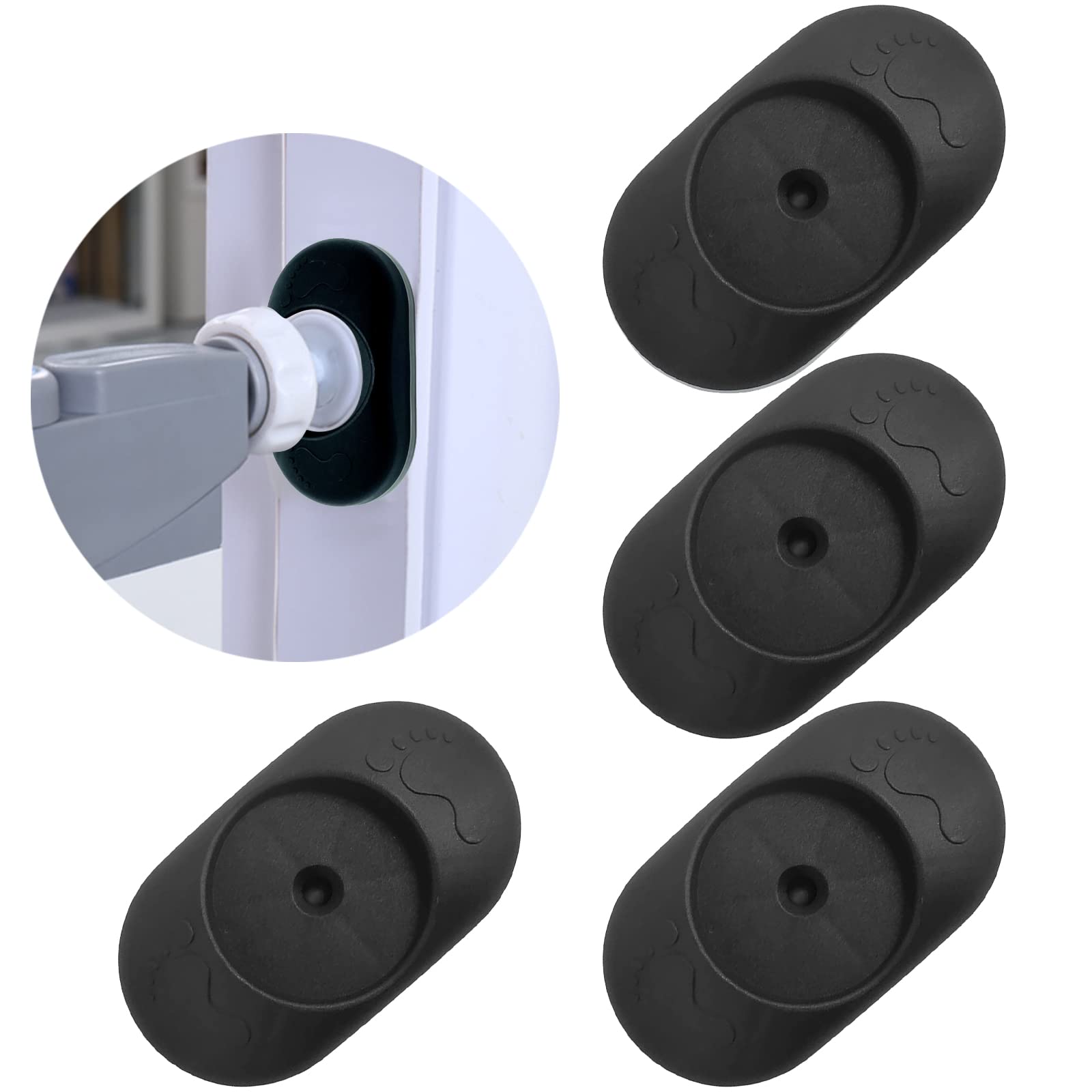 VEGCOO Confezione da 4 protezioni da parete per cancelli scale, sicurezza per porte, neonati e animali domestici (nero)