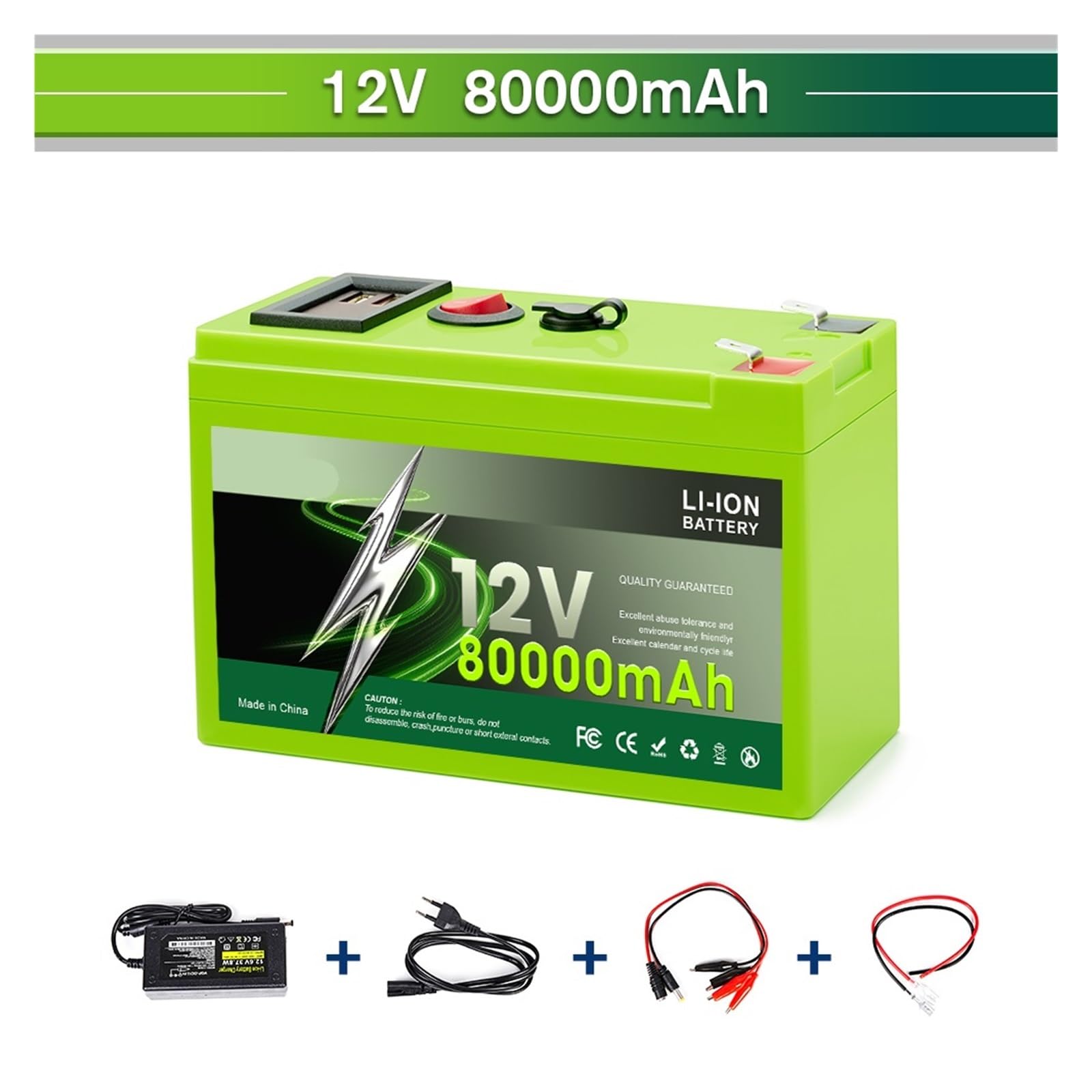 Grande for Esterni A Ciclo Profondo Da 12 V, Accumulo Di Energia Da 150 Ah | Di gestione del circuito integrata, adatta all'alimentazione off-grid e a molteplici apparecchiature(80Ah plus charger)