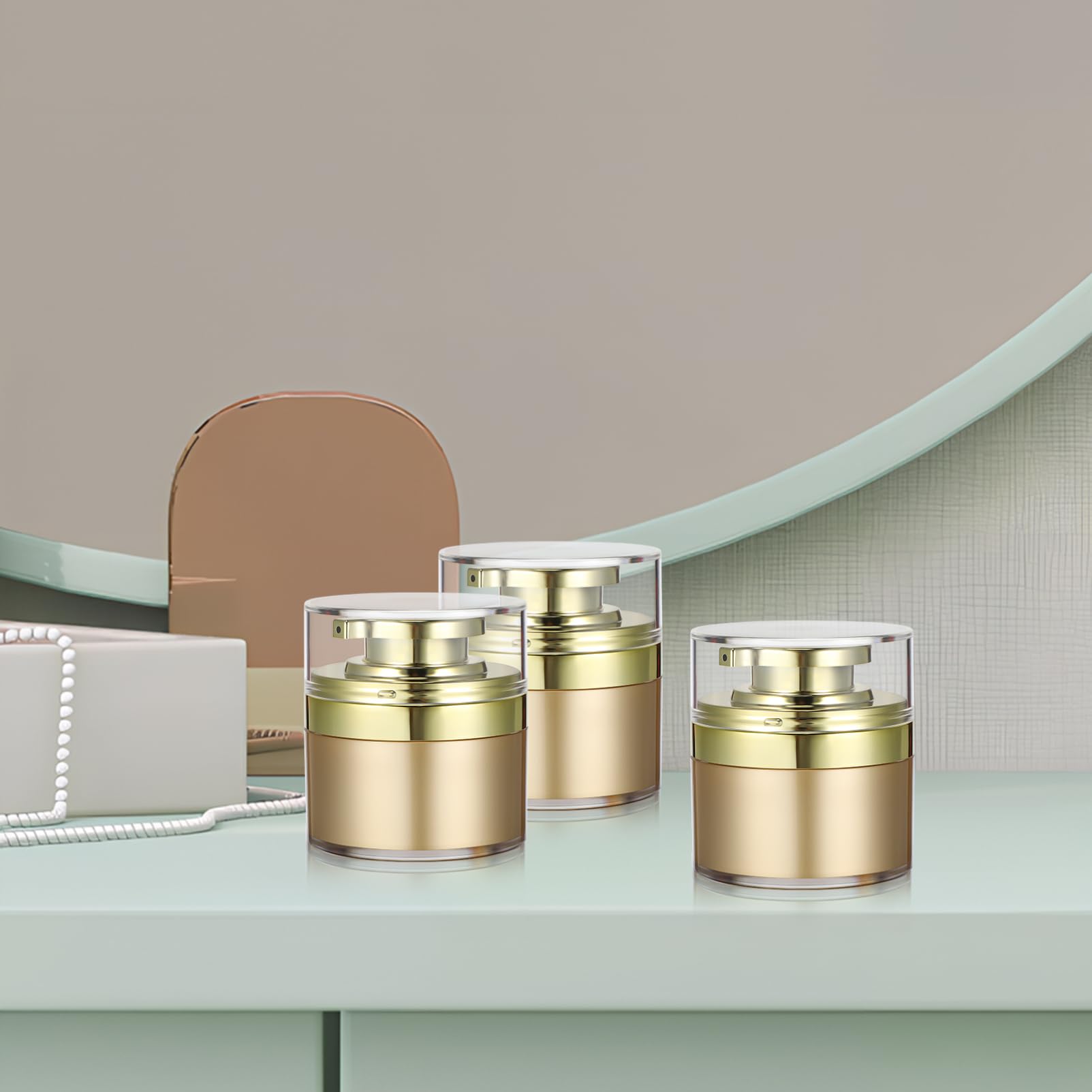 BESTYASH 4 Pezzi Contenitori Cosmetici Airless Pompa, 30ml, Chiusura Ermetica in Acrilico e Pp, per Lozione e Routine Viso Quotidiana