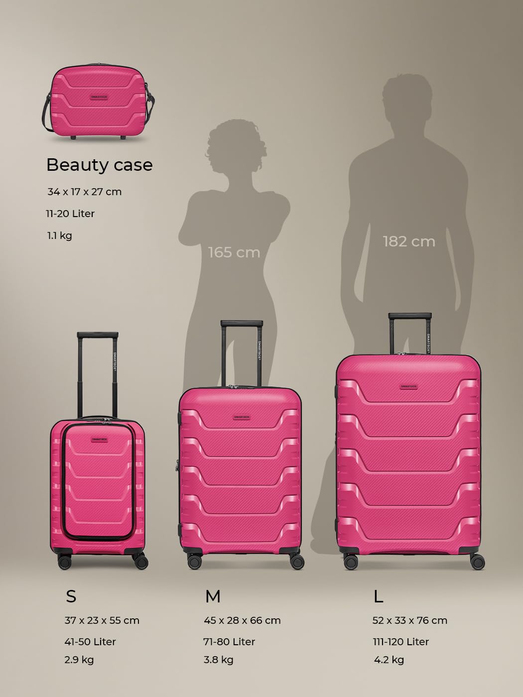 SMARTBOX Bagaż podręczny, walizka, kieszeń na laptopa, otwór z przodu, zamek TSA | 36 x 22 x 55 cm, polipropylen, 4 podwójne kółka, bagaż pokładowy, edycja 01