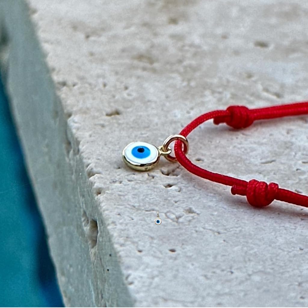 Luck Strings 14K Gold Evil Eye Cord Anklet & Bracelet - Unisex, Adjustable Red/Black Rope. Waterproof Minimalist Amulet for All. Beach & Daily Wear