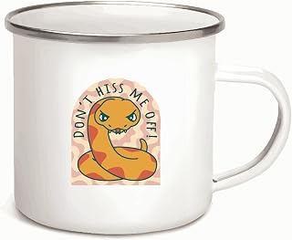 Do not Hiss Me Off Funny Gift for Snake Lovers Cartoon Quote 12oz Enamel Silver Mug