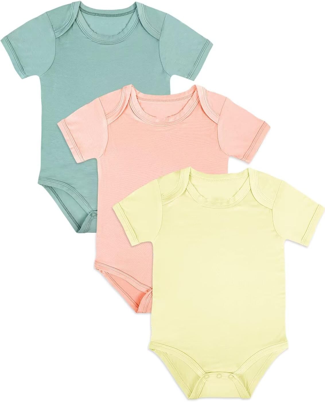 Bamboo Rayon Baby Bodysuit,Short Sleeve Bodysuits Solid Color Outfits for Infant Bo...