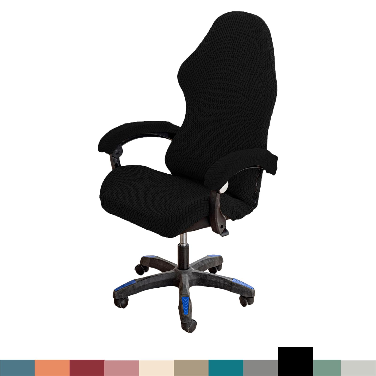 Housses de Chaise de Gaming,Housses de Chaise de Jeu Extensible 4 pièces,Housse de Chaise de Bureau avec Accoudoirs/Dossier de Chaise,Housse de Fauteuil Rotatif,Pas de Chaise-Black