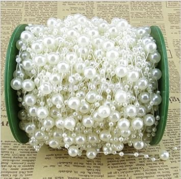 Amazon.com: Saitec 200 Feet Roll Ivory Pearl String Party Garland ...