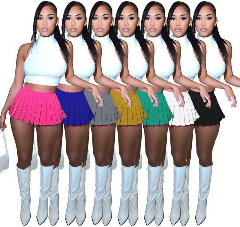 Mini Pleated Skirts for Women Sexy Cute Girl Y2k Short Cargo Skirt Women's Club Tennis Skort Skater A line with Slit - Image 5