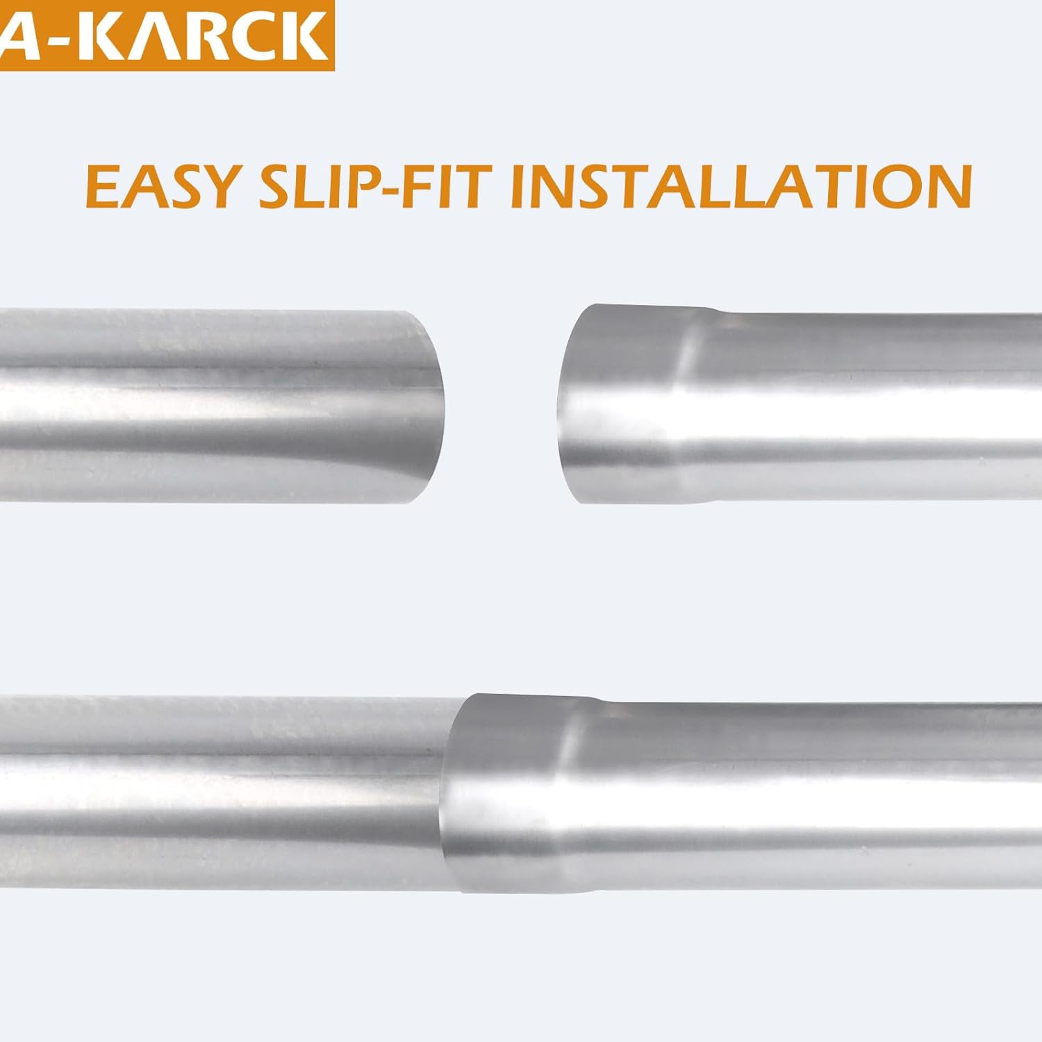 A-KARCK Straight Exhaust Pipe 2.25" OD, Mild Steel 35" Long Mandrel Exhaust Tube, Custom Your Own Exhaust System