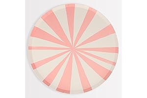 Meri Meri Pink Stripe Paper Plates for Parties, Weddings, or Other Celebrations (Pack of 8)