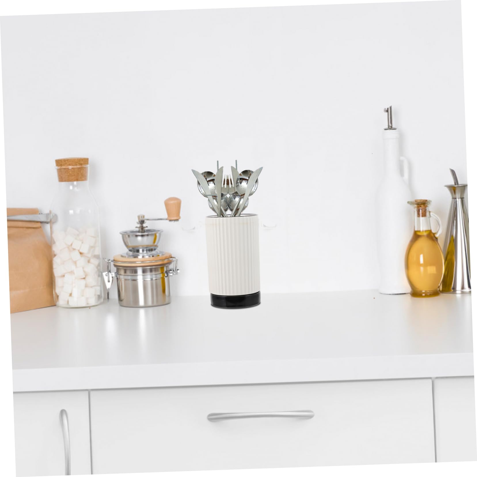Porte-ustensiles En Céramique Blanc Multifonctionnel Organisateur Cuisine Support Pour Baguettes Drainage Amovible Pour Comptoir Accessoire Pratique Pour Ustensiles Cuisine
