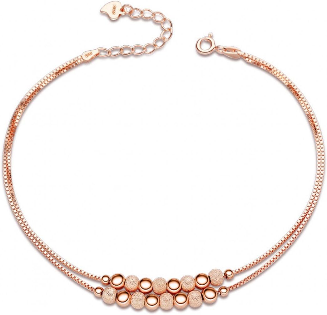 Silver Masters Rose Gold Plated Sterling Silver Anklet Ankle Bracelets