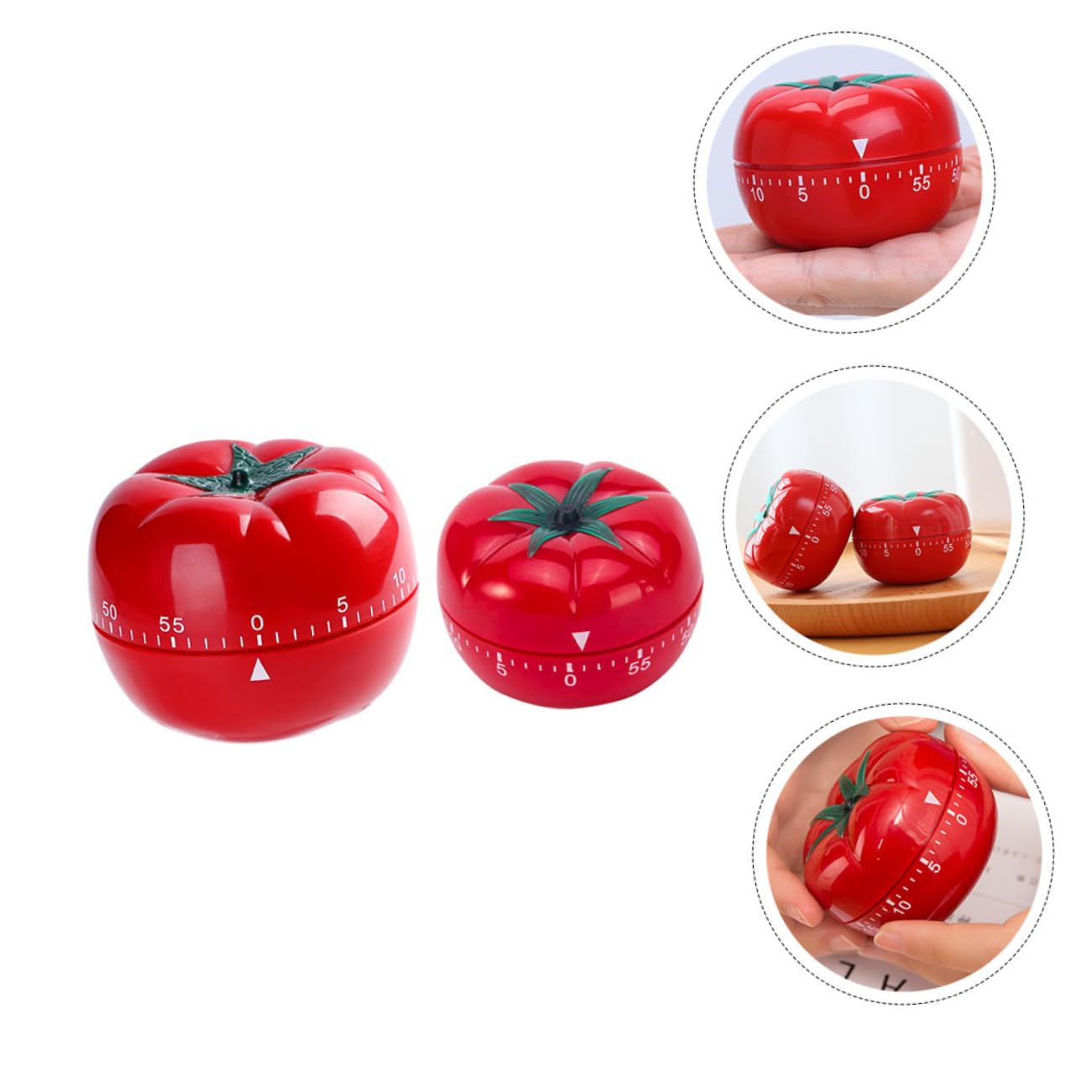2 pezzi Timer da Cucina Meccanico Forma di Pomodoro Grande e Piccolo Timer Silenzioso con Funzione di Countdown fino a Minuti per Cottura Esercizi e Lavori Domestici