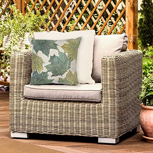 Liora Manne Visions IV Indoor/Outdoor Handmade Pillow - Transitional Botanical Nature Colorful (Leaf Toss Forest Cloud) (20" x 20")