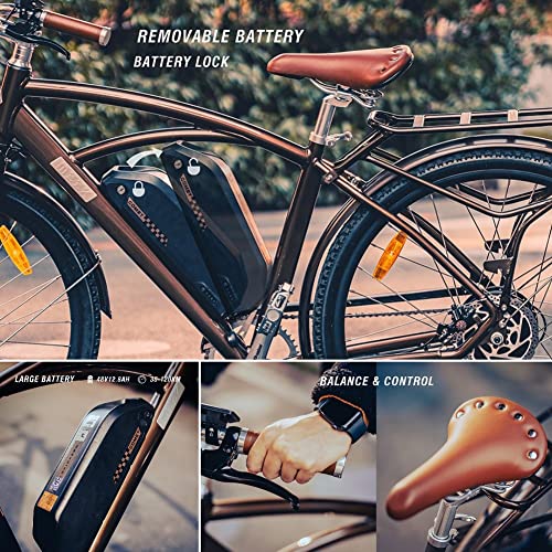 Adults Electric Bike 500W Motor City Urban Cruiser Ebike 28Mph 50+Miles Removable Lg Cells Battery 28" Commuter Electric Bicycles Shimano 7-Speed E Bike Throttle Pedal Assist Ul #TOP4