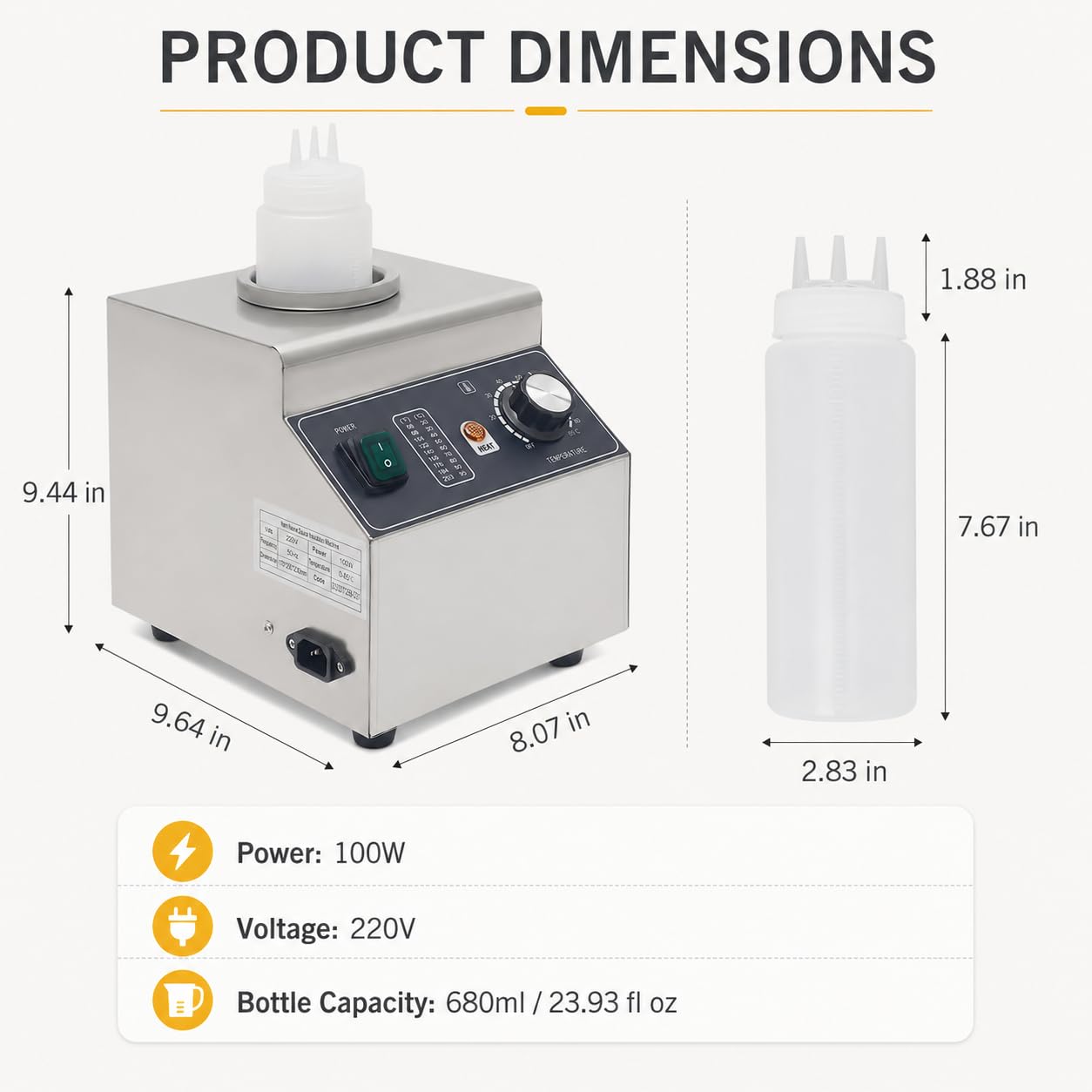 Chauffe Sauce électrique 100W Distributeur de Chocolat Température Réglable Chauffe-Sauce pour Aliments Distributeur de Sauce électrique,pour Hôtel, Cafétéria, Famille