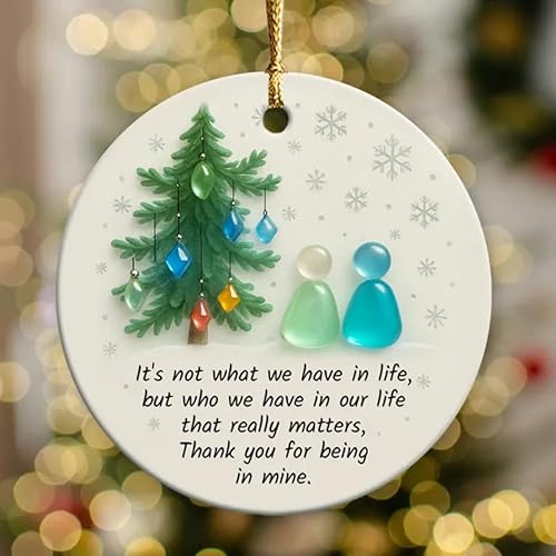 Miniatura 3 de Sea Glass Ornaments, Heart Shaped Sea Glass Friendship, It's Not What We Have in Life, Sea 3D Effect Print Ornament, Timeless Friendship Keepsake