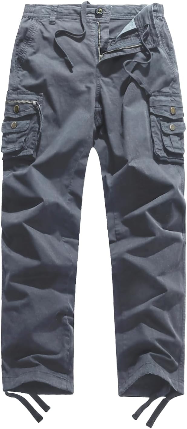 FOURSTEEDS Women Mid Rise Multi-Pocket Cargo Pants Drawstring Outdoor Camping Fishing Combat Work Hiking Pants