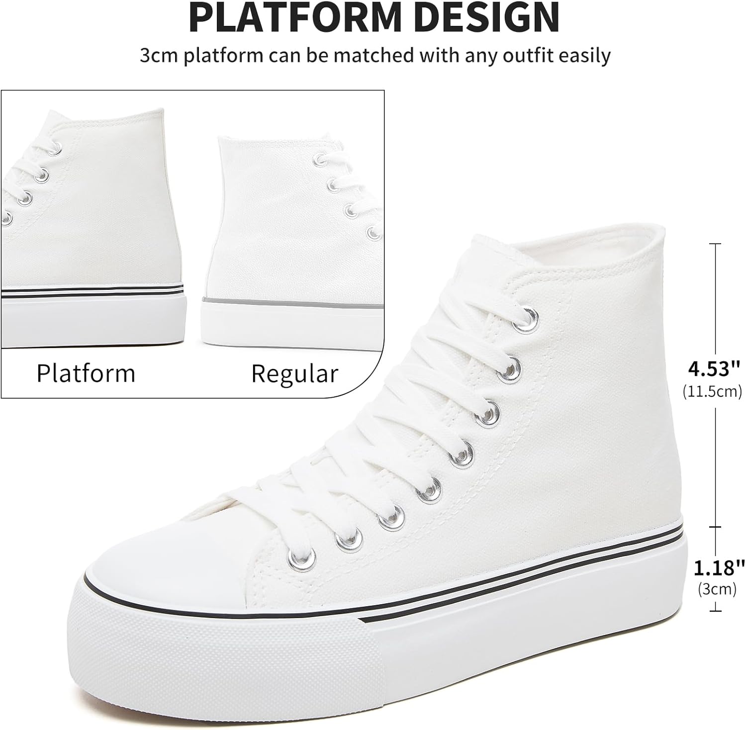 FRACORA Women's Stylish High-Top Canvas Sneakers with Platform - Chic...
