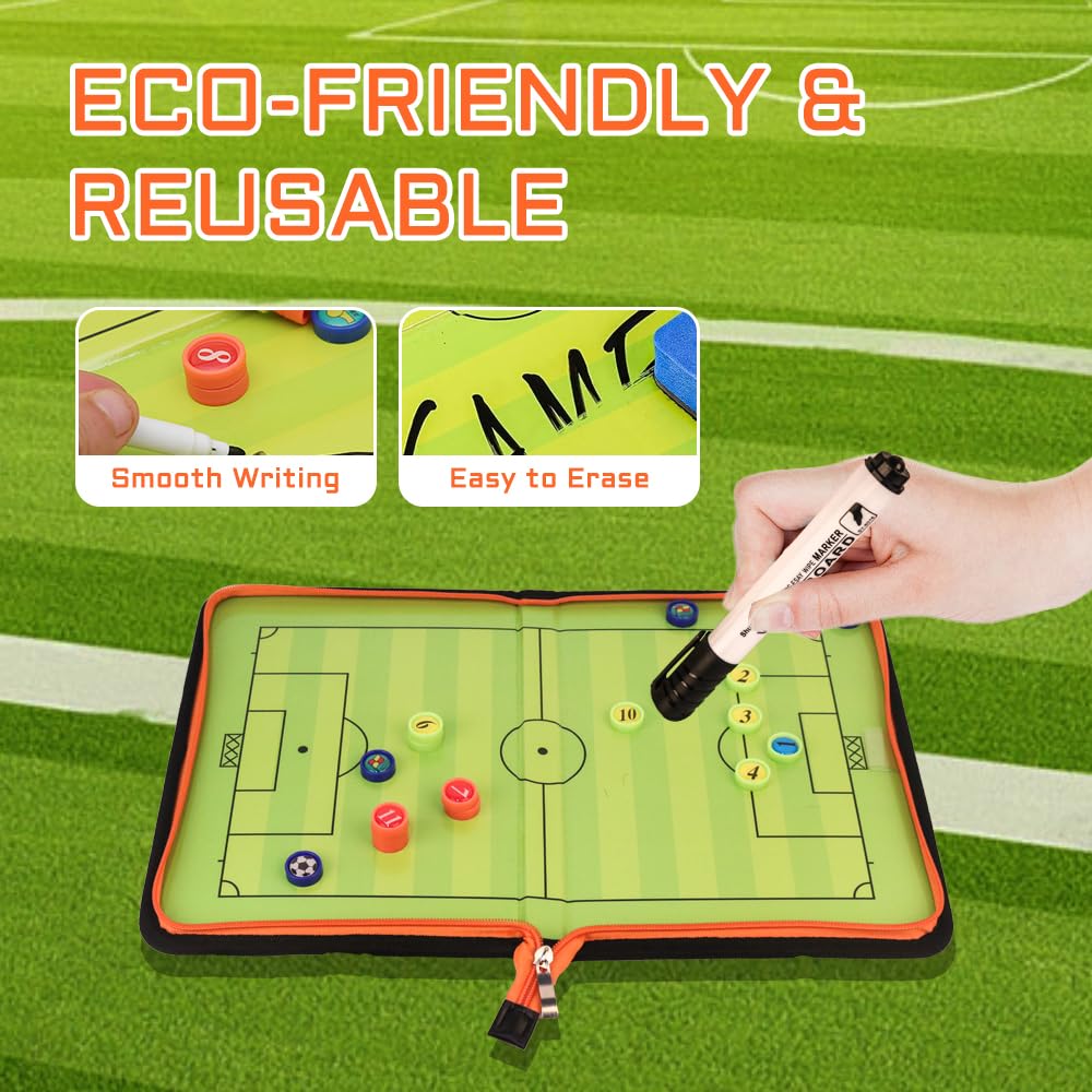 Lavagna Tattica Calcio,Magnetica Allenatore di Board Portatile con Timer,Gomma,Spazzola,Lavagna Calcio per Insegnare e Formazione,Coach Board per Organizzazione Giocatori Tattiche e Strategie