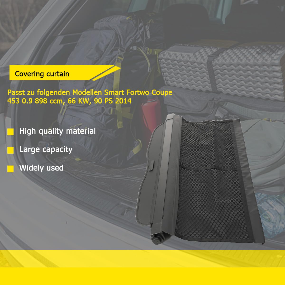 Gepäckraumabdeckung Laderaumabdeckung für für Smart 453 Fortwo A4536901400 Kofferraumverkleidung Trennwand, Heckklappe Sicherheitsschild Bildschirm