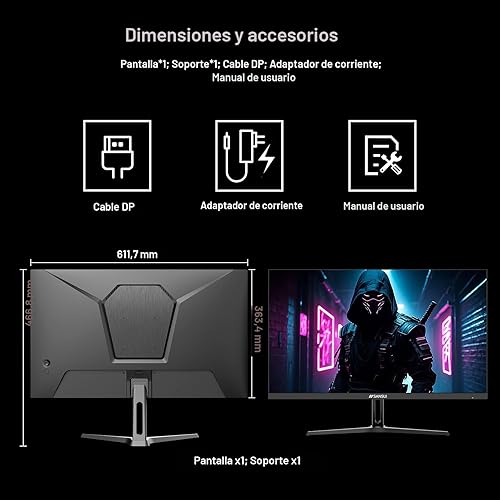Miniatura 9 de SANSUI Monitor de juegos WQHD 2560 x 1440 IPS de 27 pulgadas, monitor de computadora de 200 Hz, 180 Hz, 1 ms, DP 1.2 x2 HDMI 2.0 x2 Montaje VESA,