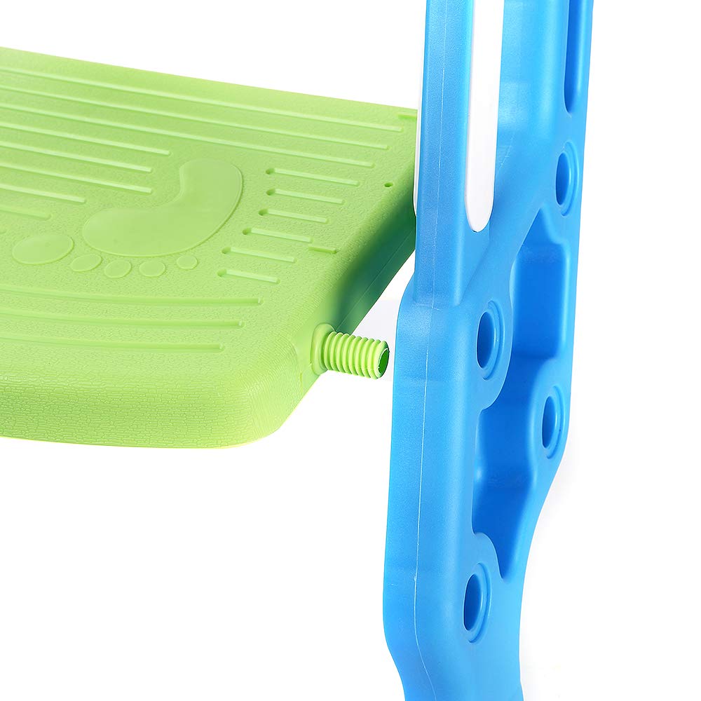 Reductor WC niños Aseo Asiento con Escalera, Orinales para niños Asiento para inodoro de bebe Orinal infantil Formación, Antideslizante, Plegable, Altura Ajustable para 1-7 niños (azul-verde)