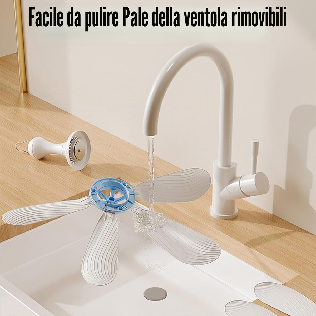Mini ventilatore da soffitto mobile, 4 livelli, funzionamento USB, diametro 42 cm, 5 W (telecomando)