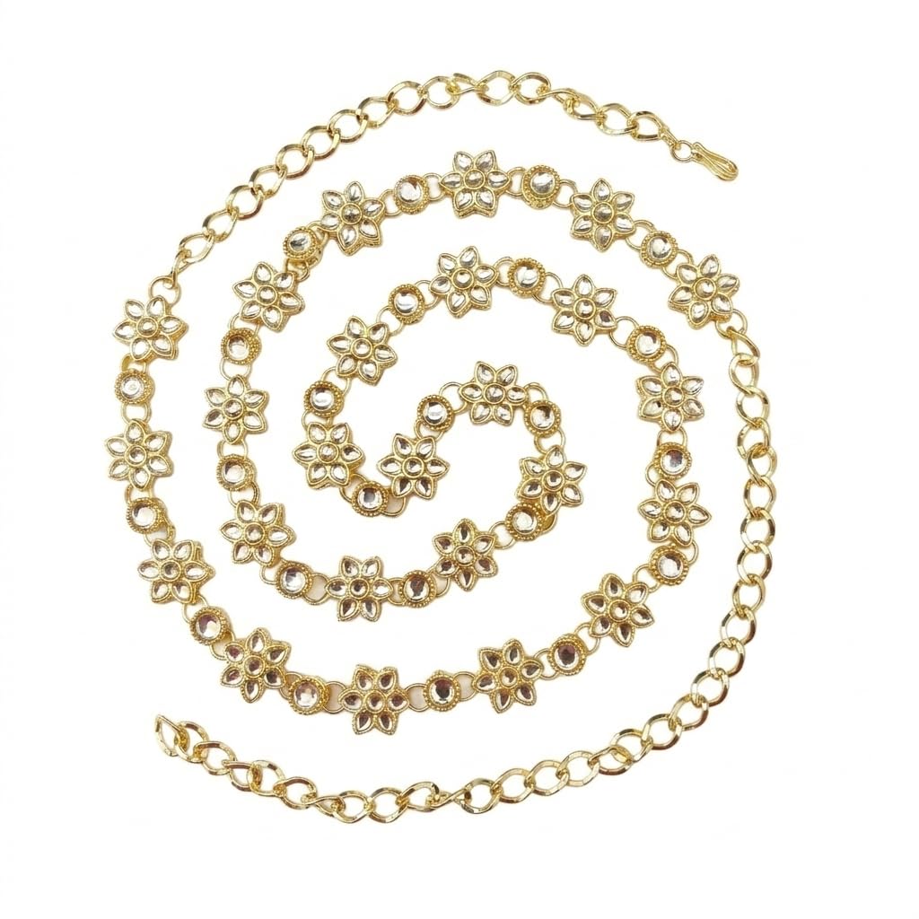 i jewels Gold Plated Floral Link Design Adjustable Kamarband/Belly Chain/Kandora/Waist Belt for Women (B080W)-picture-46