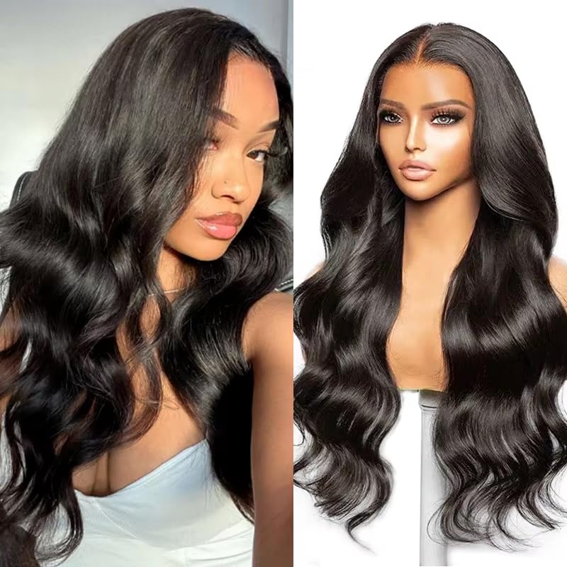 Image of 4x4 Lace Front Wigs Human Hair Pre Plucked with Baby Hair 150% Density 28 Inch Body Wave Brazilian Virgin Frontal Human Hair Wigs 4x4 Glueless HD Lace Closure Wig Human Hair for Women