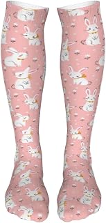 321 Winter Socks 50Cm Cute White Bunnies Gift Socks Breathable Golf Socks Cool Crazy Ladies Socks For Mother'S Day, Halloween, Hiking