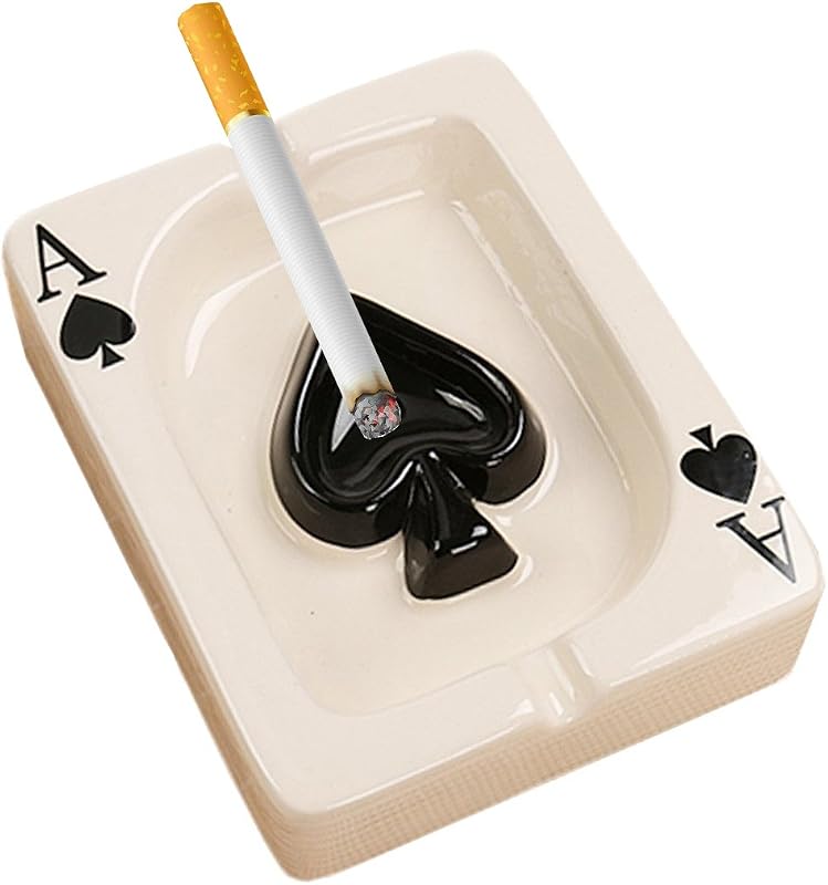 Cenicero de cigarrillos de cerámica de póquer creativo, ceniceros modernos portátiles, cenicero de cigarros para exterior, interior, escritorio, cenicero para fumar, para el hogar, oficina, decoración de moda, regalo hecho a mano para hombres y mujeres, negro