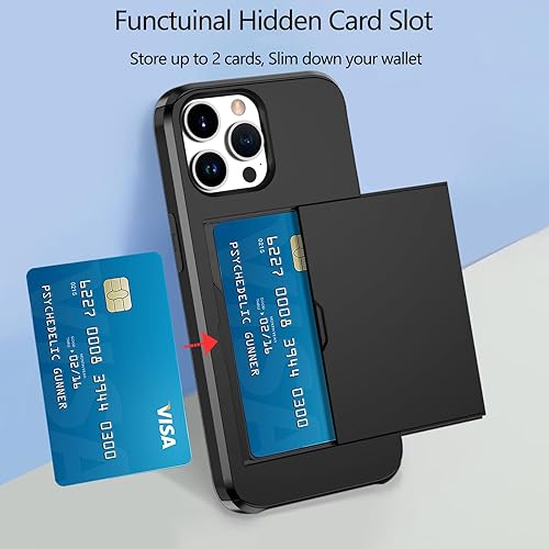Miniatura 3 de Funda para teléfono compatible con iPhone 15 Pro con tarjetero de crédito, ranura para tarjetas de identificación, a prueba de golpes, funda de