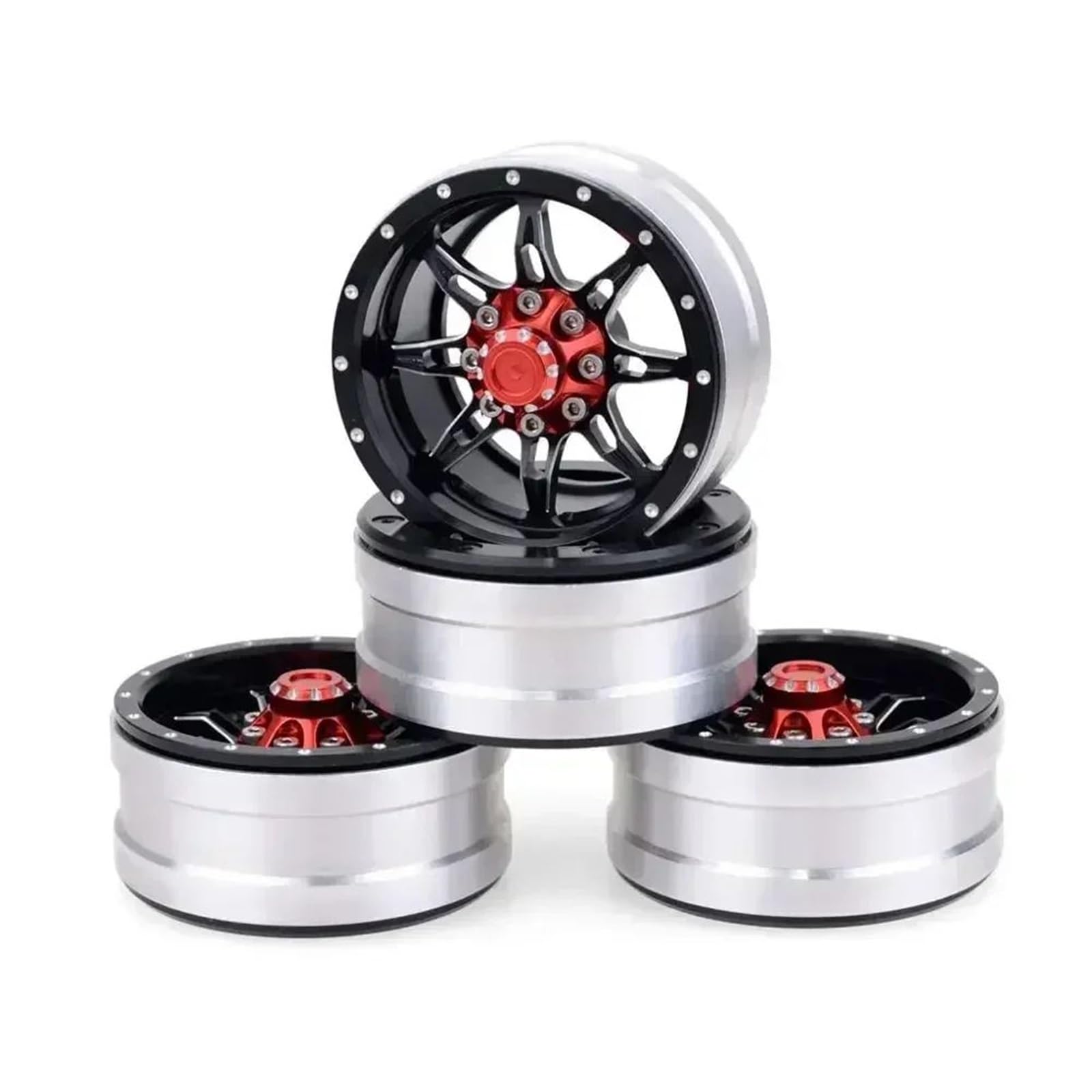 Per Axial Per Scx10 90046 Per Tamiya Cc01 D90 D110 Tf2 Per Traxxas Per Trx-4 S119 1/10 Rc Auto 4 Pezzi Cerchio In Metallo 1.9 Pollici Beadlock Ricambi Modellini RC